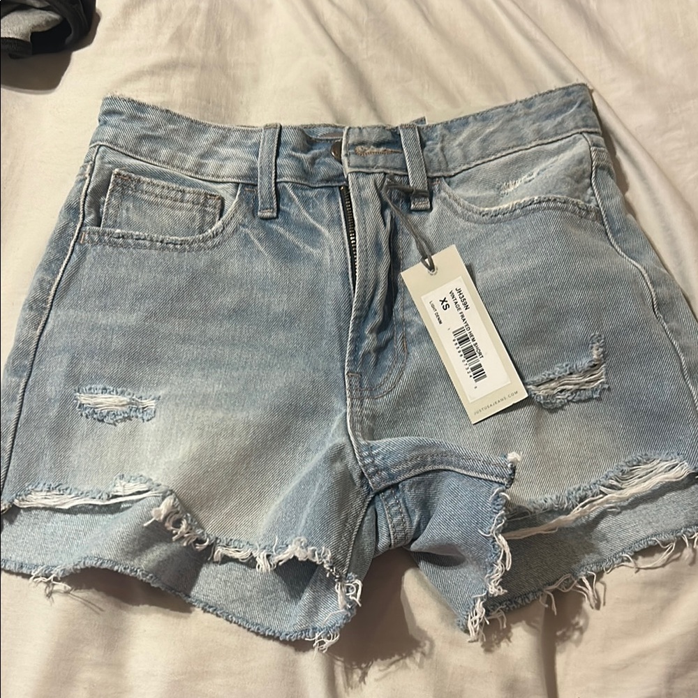 Just USA Faded Blue Ripped Jean Shorts